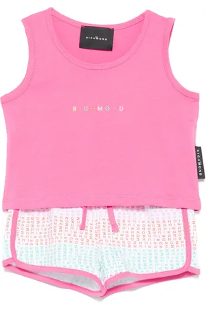John Richmond Rubberised-logo shorts set
