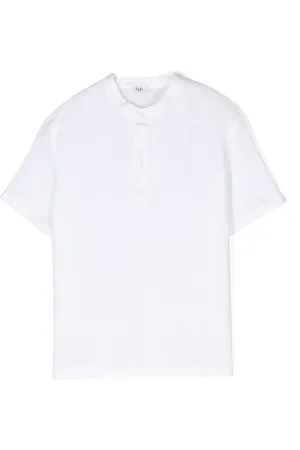 Il gufo Band-collar linen shirt