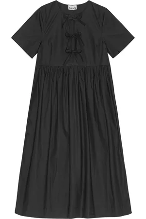 Ganni Cotton Poplin Long Tie String Dress