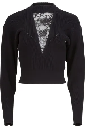 FLEUR DU MAL Lace-insert cropped sweater