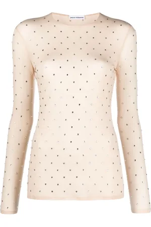 Paco rabanne Crystal-embellished semi-sheer top