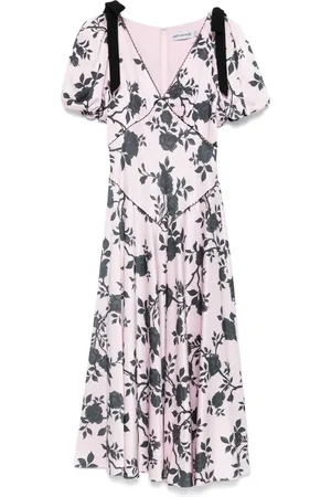 Self-Portrait Satin floral-print midi dress