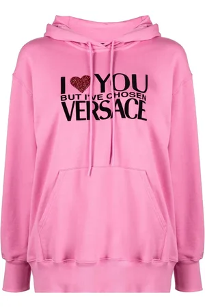 VERSACE Crystal-embellished slogan hoodie