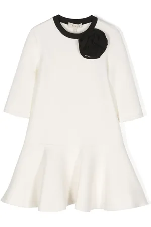 Twin-Set Floral-appliqué round-neck dress