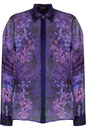 VERSACE Floral-print silk blouse