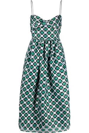 STINE GOYA Arya check pattern midi dress