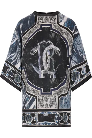 Roberto Cavalli Marble-print silk blouse