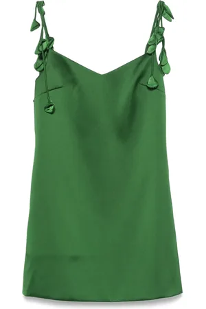 Self-Portrait Satin flower-embellished mini dress