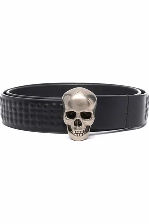 Alexander McQueen Skull-plaque embossed belt