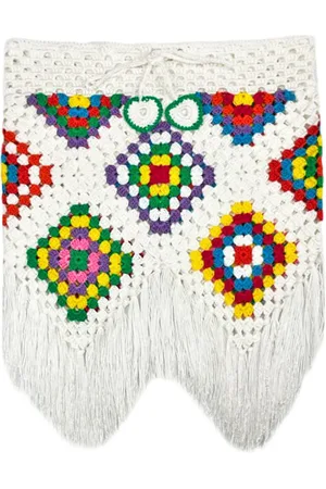 Nessi Byrd Fringed crochet skirt