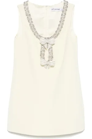 Self-Portrait Crepe bow-detail mini dress