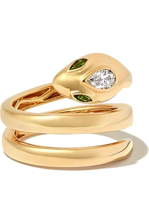 Anita 18kt yellow Snake Coil diamond and emerald ring