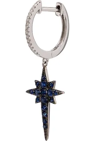 Roxanne First 14kt white gold sapphire star drop diamond hoop