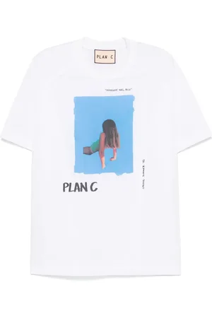 Plan C Marghe Nel Blu-print T-shirt