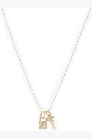 Sydney Evan 14kt yellow lock key diamond pendant necklace