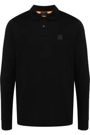 HUGO BOSS Logo-appliqué long-sleeved polo shirt