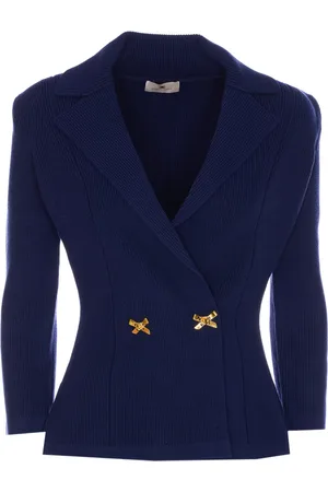 Elisabetta Franchi Ribbed double-breasted blazer