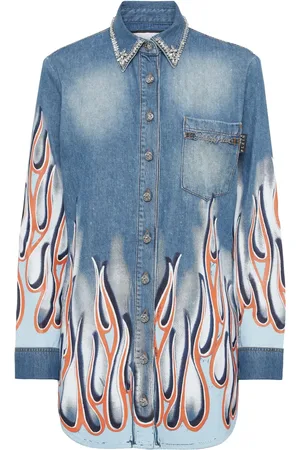 Philipp Plein Flame Racing denim shirt