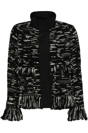 SACAI Fringed-edge knitted jacket