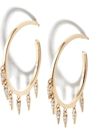Sydney Evan 14kt yellow Fringe diamond hoop earrings
