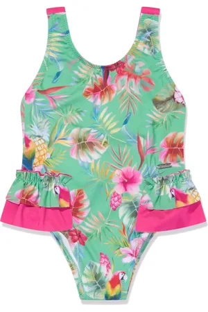 PATACHOU Tropical-print ruffled swimsuit