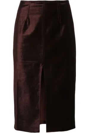 FORTE FORTE Front-slit velvet midi skirt