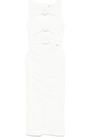 NISSA Floral-appliqué midi dress