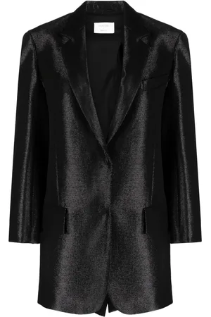 Sportmax Single-breasted metallic-finish blazer