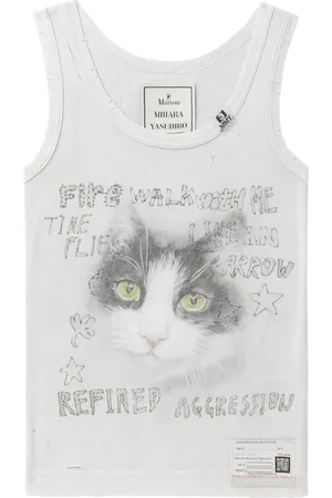 Maison Mihara Yasuhiro Cat-print tank top