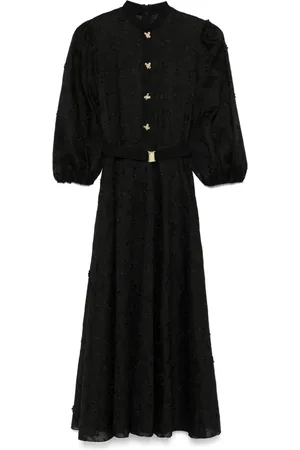 NISSA Floral-appliqué midi dress