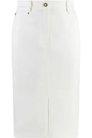 ST. JOHN Tailored denim midi skirt