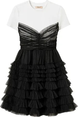 Twin-Set T-shirt-detail tulle mini dress