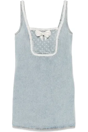 Self-Portrait Bow denim mini dress
