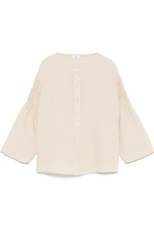 Il gufo Gathered linen blouse