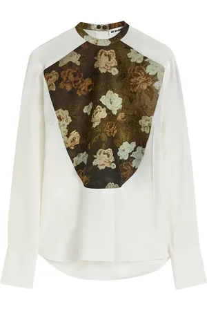 Jil Sander Floral printed-bib shirt