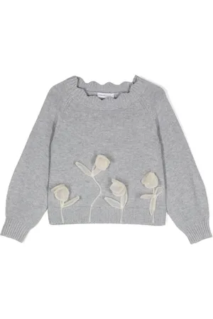 MONNALISA Floral-appliqué jumper