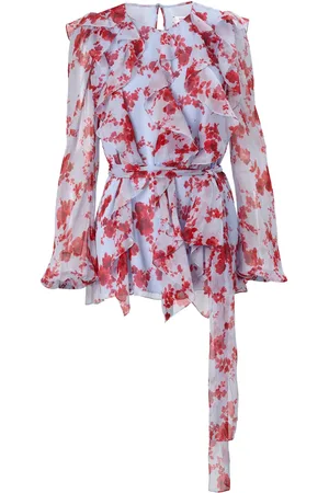 Carolina Herrera Floral-print ruffled silk top