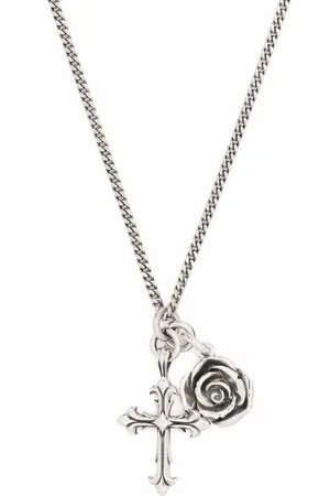EMANUELE BICOCCHI Rose and cross pendant necklace