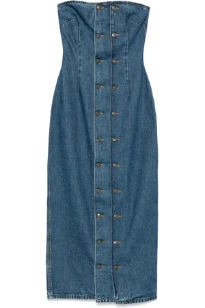 ROTATE Button-detail denim dress