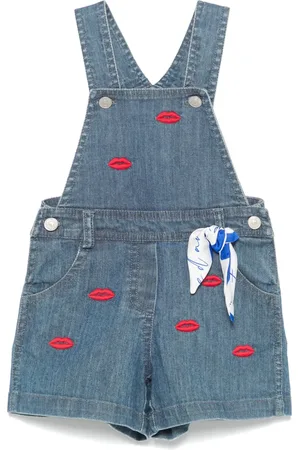 Lapin House Lips-embroidered dungarees
