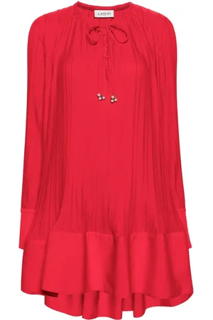 Lanvin Plissé-effect crepe minidress