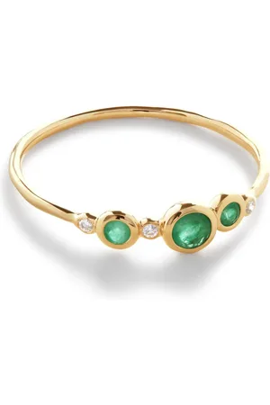 Monica Vinader 14kt yellow Siren diamond and emerald ring