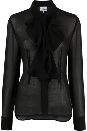 Ganni Ruffled chiffon shirt