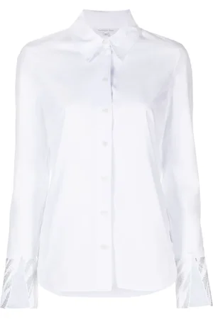 Patrizia Pepe Rhinestones-trim long-sleeve cotton shirt