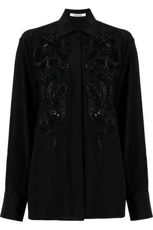 Roberto Cavalli Bead-embellished appliqué viscose shirt