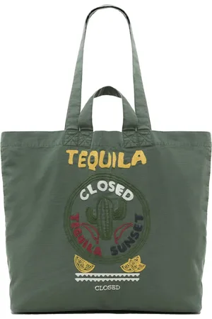 Closed Embroidered cotton tote bag