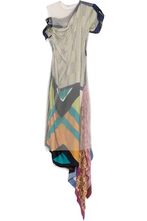 Marine Serre Silk-scarves midi dress