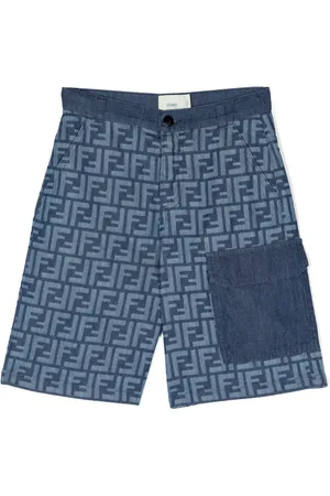 Fendi FF-print chambray shorts