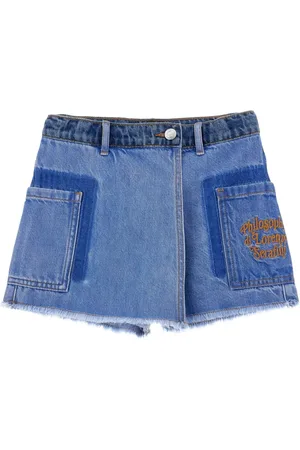PHILOSOPHY DI LORENZO SERAFINI Draped-panel denim shorts