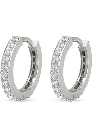 VEYNOU 14kt white gold diamond huggie earrings
